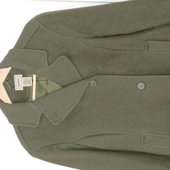 L.L.Bean Classic Lambswool Polo Coat, Three-Quarter Green Women Size 20 Petite - Picture 3 of 16